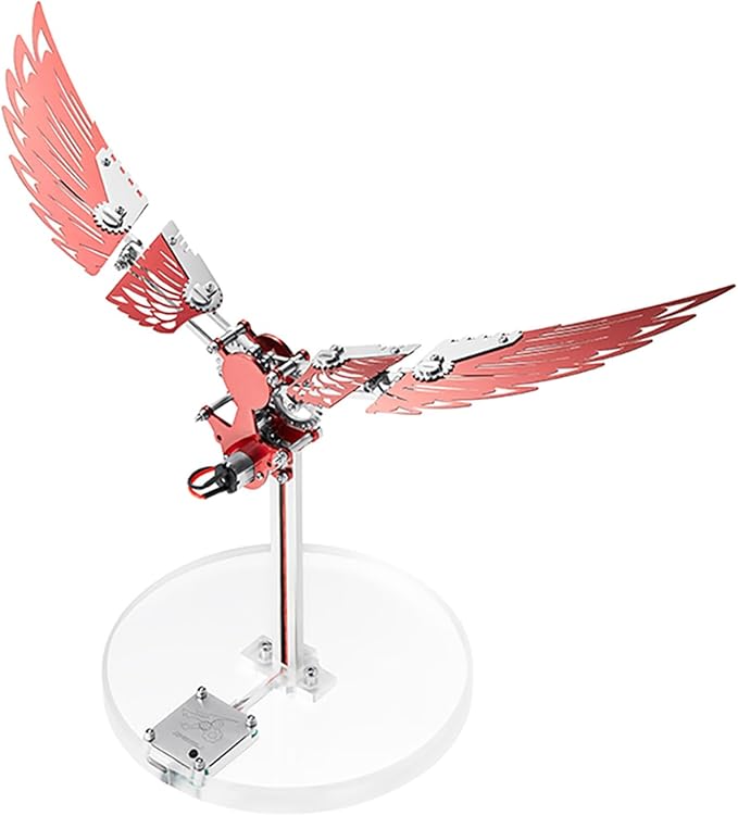 Microworld 3D Metal Puzzle for Adults, Ornithopter 3D Metal Model Kits, Mechanical Model 3D Puzzle, DIY Animal Difficult 3D Puzzles Home Decor Art Craft Gifts (Red)