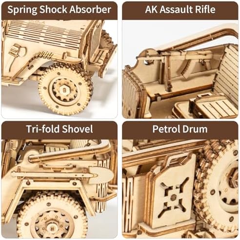 3D Wooden Puzzles for Adults,Wooden Toy for Kids and Adults,Model Building Kit,Educational Brain Teaser,Best Educational Christmas Birthday Day Gift for Friends (Wooden Jeep) - Image 6