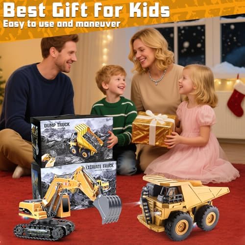 2 Pack Rc Construction Vehicles, Remote Control Excavator & Dump Truck Set - Image 7