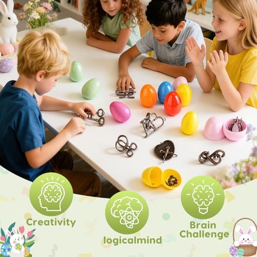16 Pack Easter Eggs Filled with Brain Teaser Puzzles Toys, Easters Basket Stuffers for Kids Teens Adults, Easters Egg Fillers for Kids Boys Girls, Easter Eggs Hunt Game, Classroom Prize Supplies - Image 7