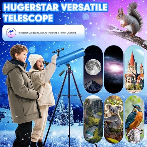 Portable 80mm Refractor Telescope for Adults & Kids, 500mm Focal Length, 20X-150X Magnification, Astronomy Starter Kit with Phone Adapter, Backpack & Stickers – Perfect for Stargazing Adventures - Image 7