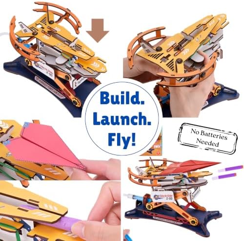 2-in-1 Hydraulic Paper Airplane & Dart Launcher 3D Wooden Puzzle - Image 4