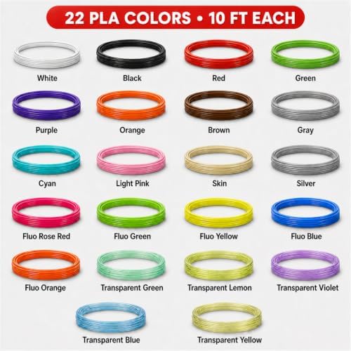 3D Pen Filament Refills, 22 Colors, 1.75mm PLA, 220 Feet - Image 2