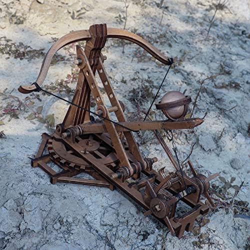 Adjustable Crossbow Siege Ancient Chariot Catapult Machinery Stone-Thrower Slingshot 3D DIY Wooden Puzzle Tabletop Game Model Kits Stem Projects Trebuchet Desktop Toy Birthday Gift - Image 2