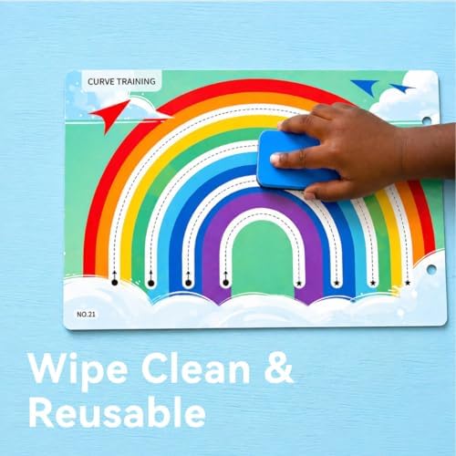 Dohoho Reusable Tracing Book for Kids Ages 3-5, 30 Pages Farm-Themed Line Tracing & Pen Control Workbook, Wipe Clean Educational Travel Toy with Dry-Erase Markers for Preschool Learning Activities - Image 4