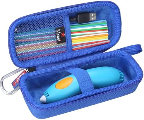 Mchoi 3Doodler Start+ Case, Hard Shell Travel Organizer for 3D Printing Pen Essentials, Shockproof EVA Pouch with Mesh Pocket & Wrist Strap, Case Only (Blue) by MchoiHardTravelStorageCase