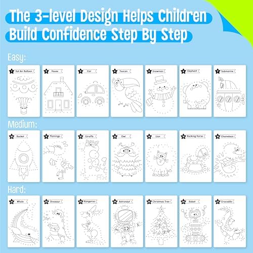 Do-to-Dot Game Pad, 30 Reusable & Erasable Number Connecting Games, Dry Erase Animal/Castle/Ship Dot to Dot Workbook for Kids, Educational Toy for Road Trip, Airplane & Car Travel Activities - Image 6