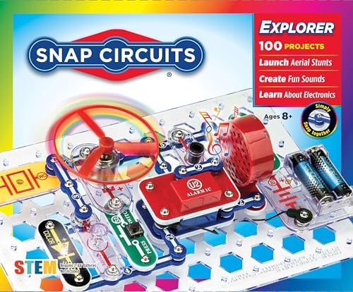 Snap Circuits Jr. SC-100 Electronics Exploration Kit, Over 100 Projects, Full Color Project Manual, 28 Parts, STEM Educational Toy for Kids 8 + by SnapCircuits