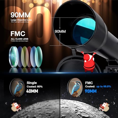 Telescopes for Adults High Powered, 700x90mm AZ Astronomical Professional Refractor Telescope for Beginners Astronomy with Advanced Eyepieces, Cool Astronomy for Christmas, Black - Image 2
