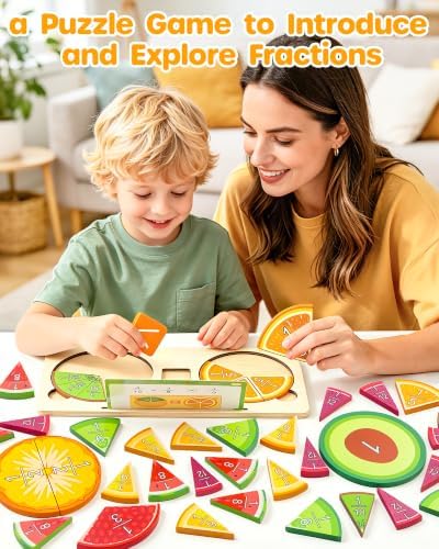 D-FantiX Wooden Fruit Fraction Manipulatives Set - Image 4