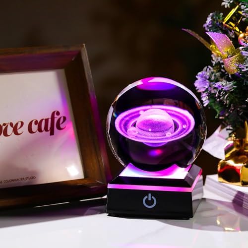 3d Saturn Crystal Ball Solar System Model Astronomy Science Planet Gifts - Image 2