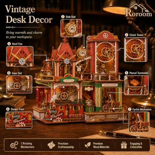 Roroom Mechanical 3D Wooden Puzzles for Adults, 742pcs Wood Building Kit - Image 4