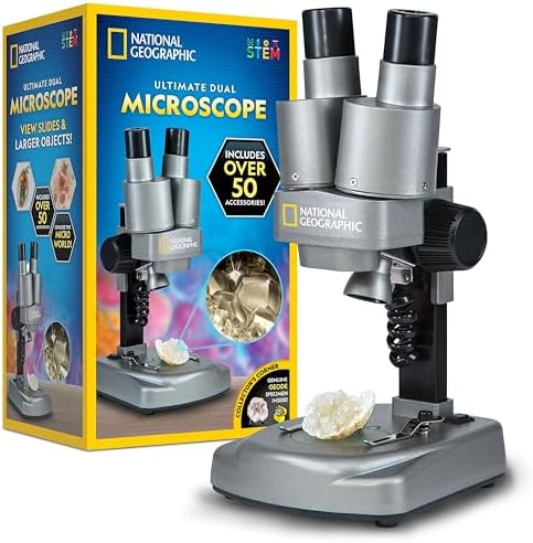 National Geographic Dual LED Microscope Science Kit for Kids Ages 8-12 by BlueMarbleToys