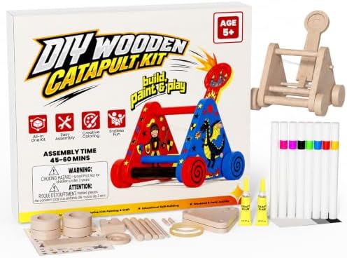 Wooden Catapult Crafts Kits for Kids Age 5-12, Painting and Building DIY by Unknown