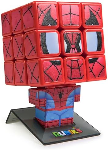 Rubik’s Cube, Spider-Man Cuber, Marvel Collectible Fidget Toy & Desk Decor, Problem-Solving Brain Teaser, Classic Color-Matching Puzzle, Sensory Puzzle for Fans of Marvel Rivals Ages 8 & Up by Rubiks