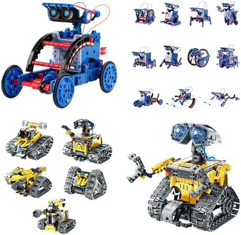 Bundle - 2 Items: Sillbird 12-in-1 Solar Robot Toys & Robot Building Kit with Remote Control for Boys Ages 8-14, Christmas STEM Robotics Technic Toy, Coding Science Educational Gift by Sillbird
