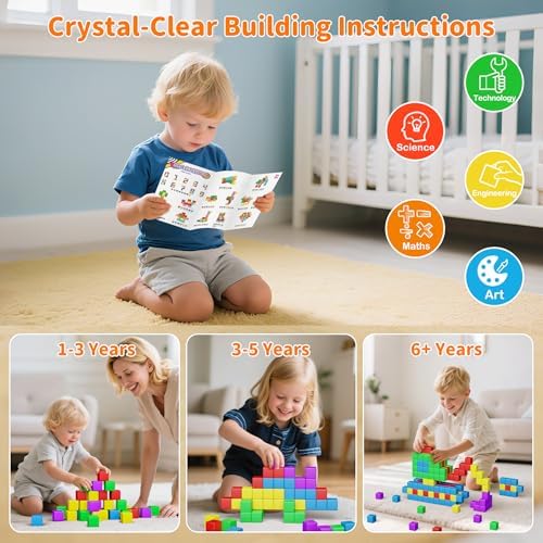Large Magnetic Blocks Travel,20PCS 1.42in Building Blocks for Toddlers 3-5,Magnet Cubes for Toddlers,Sensory Montessori Toys Sets Learning Construction Squares Stem Toys for Boy,Girl,Kids,Kit,Gift,4-8 - Image 5