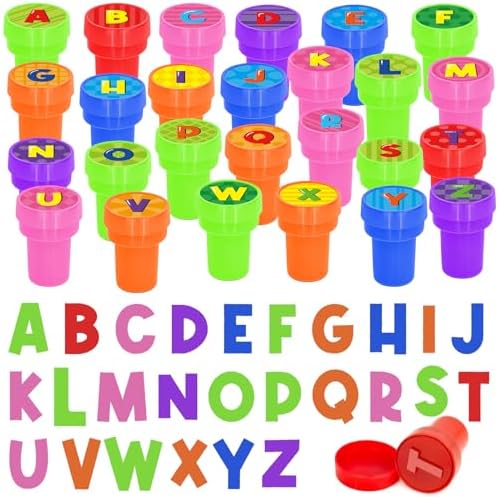 Cinrobiye 24 Pcs Alphabet Stampers Party Favor Set, Cute ABC Letter Stamps for Kids Early Learning, Classroom Rewards, Educational Phonics Toys, Goody Bag Fillers, Preschool Learning Supplies by Cinrobiye