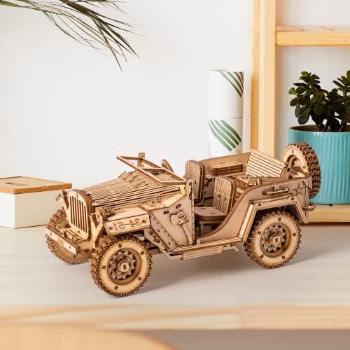 ROKR Model Car Kits Wooden 3D Puzzles Model Building Kits for Adults-Educational Brain Teaser Assembly Model for Adults to Build, Desk Decor/DIY Hobbies for Teens&Kids (Jeep Wrangler/7.5 * 4 * 3.5) by ROKR-InterestingSmartPuzzleToys