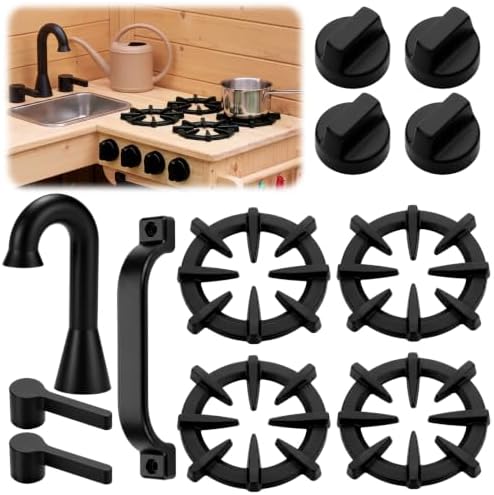 12 Pcs Outdoor Mud Kitchen Accessories with Grill Burner Knobs and Faucet by Unknown
