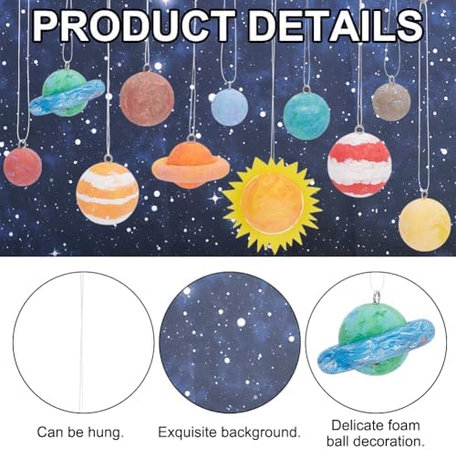 WEBEEDY Solar System Foam Ball Kit for Crafts,DIY System Project Kit Include Foam Balls Pigments Brushes Starry Sky Background Cloth for Hanging Space Project Party Decor Christmas Birthday Gift - Image 3