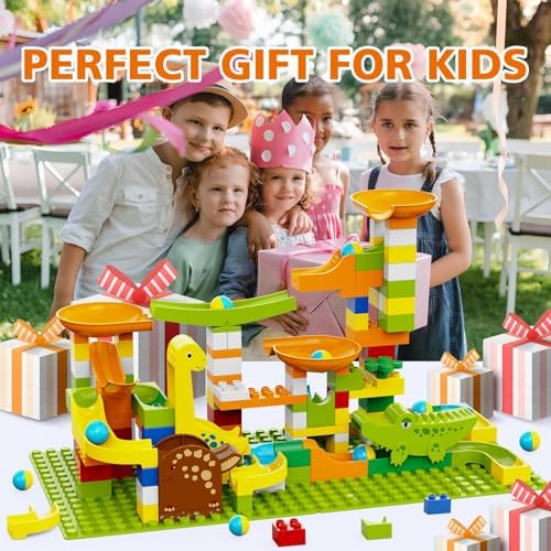 Dinosaur Marble Runs for Kids 4-8 Building Blocks Compatible with LEGO DUPLOS Marbles Run/138Pcs Classic Big Blocks Marble Run for kids Ages 3-5 STEM Toy/Montessori Toys Gift for Kids Age 3,4,5,6,7,8+ - Image 6