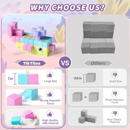 116PCS Magnetic Blocks with Magnet Eyes Toy, Magnetic Building Blocks with Storage Bag for Kids Gifts, STEM Preschool Sensory Magnetic Cubes for Toodlers Boys Girls Ages 3 4 5 6 7 8, Macaron Color - Image 2