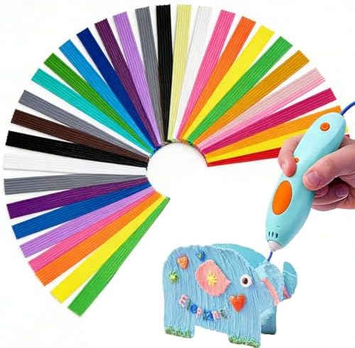 320 Pcs 32 Colors 3D Doodler Pen Filament Refills for 3Doodler Start+ Only - Low-Temp PCL 2.5mm 3doodler Refill Packs, 26 Rainbow + 6 Glow in the Dark, Each 10pcs, Includes 3D Pen Drawing Book by Unknown