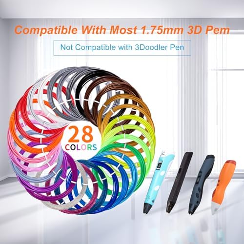 Kretrum 28 Colors 3D Pen Filament Refills Compatible with SCRIB3D MYNT3D PIKA3D 3D Pen for KidsPer Color 10 Feet 1.75mm PLA 3D Printing Pen Filament Refills, NOT FIT 3Doodler Start Pen - Image 5