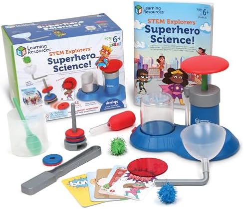 Learning Resources STEM Explorers Superhero Science!, Critical Thinking, Experiments for Kids, Magnets for Boys and Girls, Ages 6+,21 Pieces by LearningResources