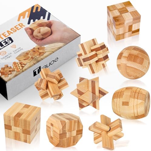 Wooden Brain Teaser Puzzles, 9pcs 3D Brain Teasers for All Ages by TuauoeFamily