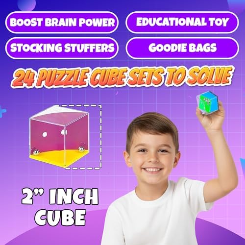 Brain Teaser Puzzle Cubes Keychains (24-Pack) Mini Maze Party Favor Toys - Image 3
