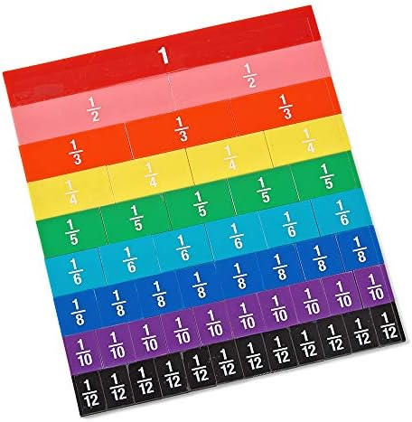 hand2mind Plastic Double-Sided Decimal and Fraction Tiles, Montessori Math Materials, Fraction Manipulatives, Unit Fraction, Fraction Bars Math Manipulatives, Homeschool Supplies (Set of 51) - Image 5