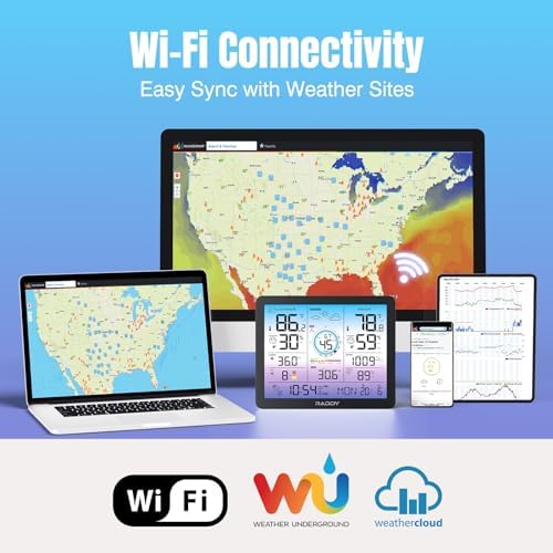Raddy VP7 Wi-Fi Weather Station, 15-in-1 Wireless Color Display - Image 2