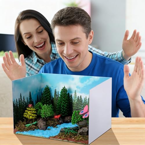 codree 65 Pcs Jungle Diorama Kit Habitat Project Box Set, Cardboard Diorama Box Animals Model Scenery Kit, Animal Figurines Rainforest Diorama Supplies for DIY Crafts Birthday Gifts Party Favor - Image 6
