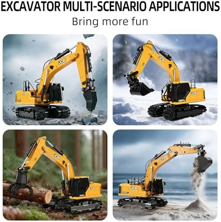 BRRRRT 3-in-1 Remote Control Excavator,14-Channel RC Excavator with Drill Bit, Grab Bucket & Digging Hook, JCB Official Licensed 14-Inch Construction Vehicles with Lights & Sounds for Kids Ages 3+ - Image 6