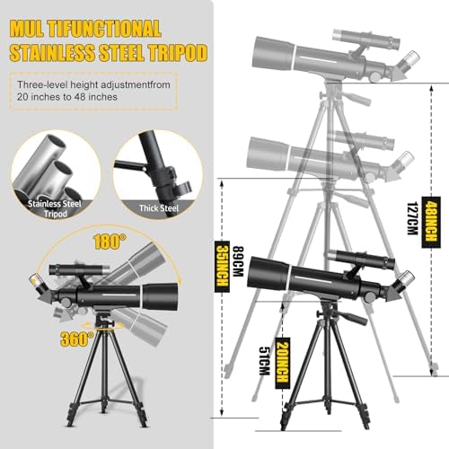 Telescope, Telescope for Kids & Adults, 70mm Aperture 500mm Refractor Telescopes for Astronomy Beginners with Tripod, Moon Filter, Phone Adapter & Backpack, Gifts for Kids & Beginners - Image 6