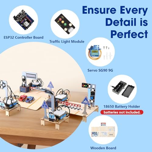 ESP32 IoT Smart Traffic Starter Kit for Kids 10+, 3D Wooden Puzzles STEM Science Kit School Educational Set DIY Crafts Coding Toys for Adults Teens 9 10+ - Image 5