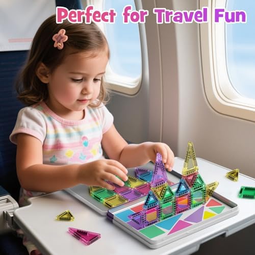 WMDXU Mini Magnetic Tiles Girls: Travel Building Set with Iron Box for 3+ - Image 2