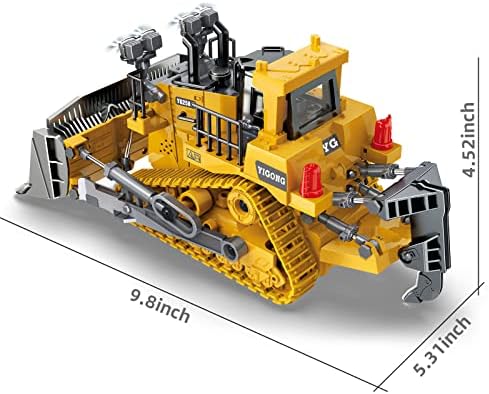 Dwi Dowellin Rc Bulldozer Toys for Boys,Construction Remote Control Bulldozer with Metal bulldozing Shovel Lights/Sounds for Kids Boys - Image 2