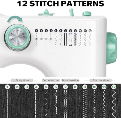 Sewing Machine for Beginners, Mini Sewing Machine with Sewing Kits, Electric Portable Sewing Machine with Full Featured, Built-in 12 Stitches, Twin Needle - Image 6