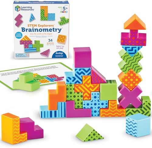 Learning Resources STEM Explorers Brainometry - 3D Puzzle Games for Kids, Kids Travel Games, Brain Teaser Puzzles, Pattern Memory Game, Brain Game Toys, Classroom Toys, 5 Year Old Boy and Girl Gifts by LearningResources