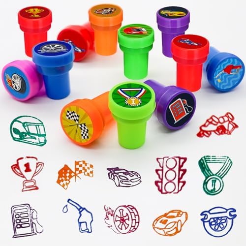 Cinrobiye 24 Pcs Race Car Stampers Party Favor Set, Cute Racing Car Stamps for Kids Birthday Party, Classroom Rewards, Carnival Prizes, Goody Bag Fillers, Racing Themed Party Supplies - Image 4