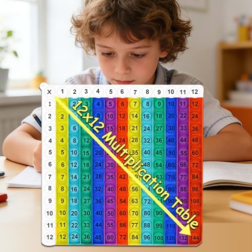 Multiplication Learning Board, 12x12 Multiplication Tables, Push Bubble Sensory Classroom & Home Learning Multiplication Chart Tool，Fidget Game for Teachers to Create a Variety of Math Operations by Unknown