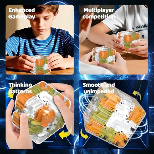 3D Rolling Ball Maze Cube, Marble Labyrinth Cube, 3D Labyrinth Puzzle Cube, Spatial Awareness Brain Training Educational Focus Game Gift for Adults Teens Kids (Orange & Green) - Image 6