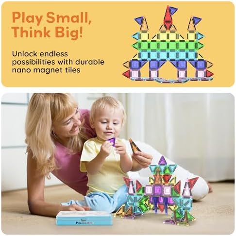 PicassoTiles Nano Magnetic Tiles Travel Set with Storage Tin, Kids Ages 3+ - Image 6