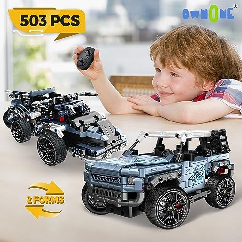 OWNONE 1 Off Road Pickup 4x4 Building Kit, 2 in 1 Stem Building Toy with Remote Control, Technique Race Car Building Toy for Kids, Birthday Gift Idea for Boys Ages 6+ (503 PCS) - Image 2
