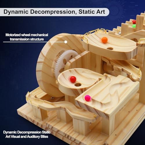 Losbenco Wooden Marble Run Electric Motorized, Electric Model Kit Marble Run Brain Teaser Wooden Puzzles Building Toy, 3D Wooden Puzzles for Adults and Kids to Build - Image 5