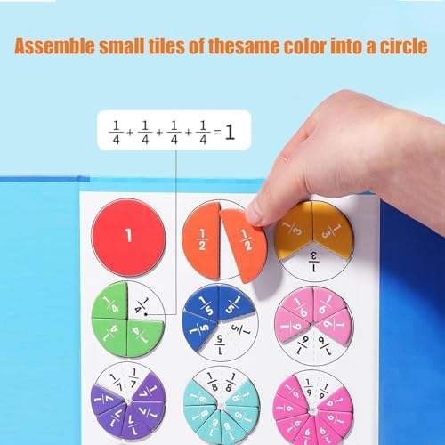 New Magnetic Fraction Demonstration Book for Kids, Magnetic Fraction Playbook, 102 Pcs Magnetic Fraction Tiles, Educational Puzzle Math Fraction Manipulatives for Elementary School Classroom Must Have - Image 6