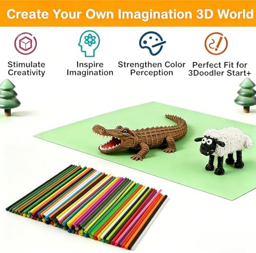 320 Pcs 32 Colors 3D Doodler Pen Filament Refills for 3Doodler Start+ Only - Low-Temp PCL 2.5mm 3doodler Refill Packs, 26 Rainbow + 6 Glow in the Dark, Each 10pcs, Includes 3D Pen Drawing Book - Image 5